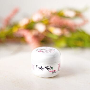 A picture of Emily Kyle's CBD recovery salve.